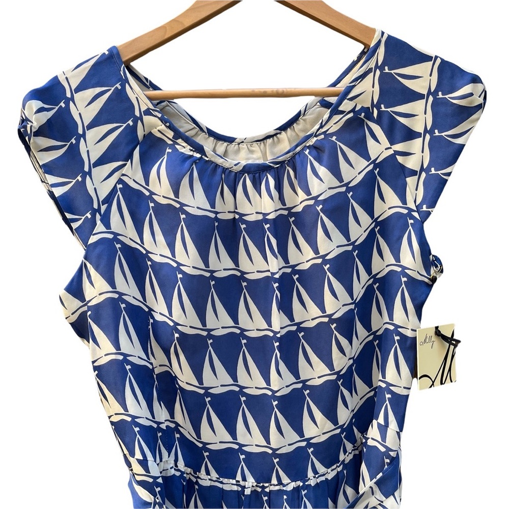 $375 MILLY Sailboat Print Dress NWT Blue & White size 12 ULTRA RARE - Picture 8 of 9